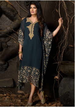 Blue Color Designer Georgette Kurti